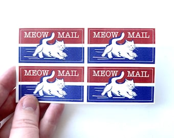 Meow Mail Postal Stickers (Sheet of Four)