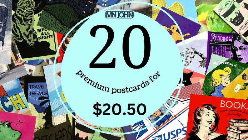 Postcards for Postcrossing / MNJohn Postcard Bulk Lot Cards for Camp, Snail mail, Funny Postcards, Surprise Cards image 1