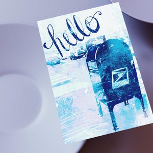 Hello Blue Mailbox Postkarten / USPS Post-Postkarten für Postcrossing oder Schneckenpost