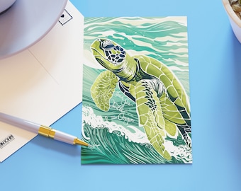Oregon Green Sea Turtle Postcards - 50 States Series / MNJohn Wildlife of the US Postcards for postcrossing