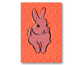 Bunny Drawing Postcards / Easter Cards / Springtime Rabbit Card for Postcrossing or Sending to Friends