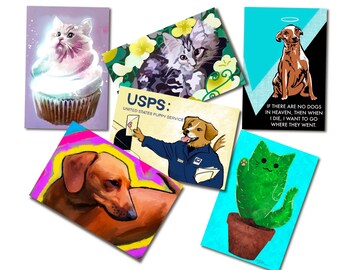 Postcard Set Cats and Dogs Cute Pet Cards for Postcrossing Stationery Set for Pet Lovers Snail Mail for Friends