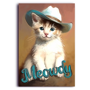 Cowboy Cat Pun Postcards, Kitten Meowdy Postcard for Postcrossing or sending to friends image 1