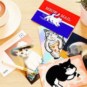 Cartes chat uniquement / Surprenez-moi avec des cartes postales de chat / Obtenez des cartes postales aléatoires / Cartes postales de boîte aveugle de sac de prise de chat pour postcrossing / pack de variétés image 4