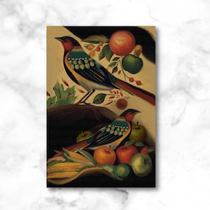 Pássaros de outono/cartões postais de outono para pós-cruzamento, ação de graças ou envio para amigos/cartões postais de arte rústica