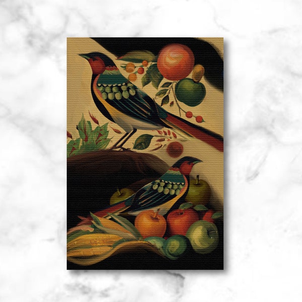 Autumn Birds / Fall Postcards for Postcrossing, Thanksgiving, or Sending to Friends / Rustic Art Postcards