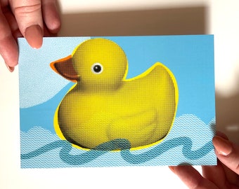 Rubber Ducky Postcards / Yellow Duck Postcards / Fun Art Postcards / Illustration Cards for Postcrossing