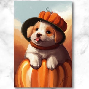Pumpkin Puppy Postcards / Dog Postcards / Puppy Halloween Cards for Postcrossing