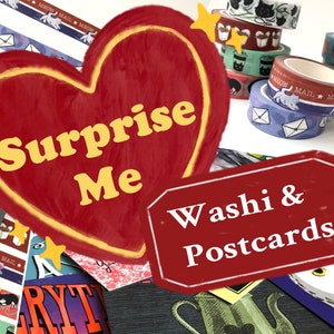 Verras me met Washi Tape en Ansichtkaarten / Krijg Willekeurige Tape en Kaarten / Grab Bag Blind Box Briefpapier / voor postcrossing / variëteit pack