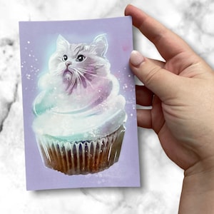 Cartoline per cupcake con gatti: simpatiche cartoline per gatti per postcrossing / cartoline per dessert / posta lumaca Cat Lady
