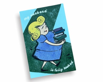 Postcard for Book Lovers Card for Librarian Bibliophile Cards for Postcrossing by MN John My Weekend is Fully Booked