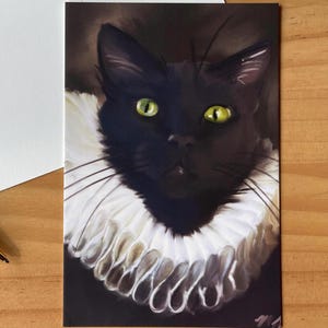 Cartolina con gatto nero / Il gattino reale elisabettiano di Shakespeare / Divertente cartolina con gatto