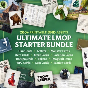 Ultimate LMoP Starter Bundle, 200+ D&D Assets, Monster Cards, Handouts, Tokens, Factions, Magical Items, Store Cards, NPC Cards, and More