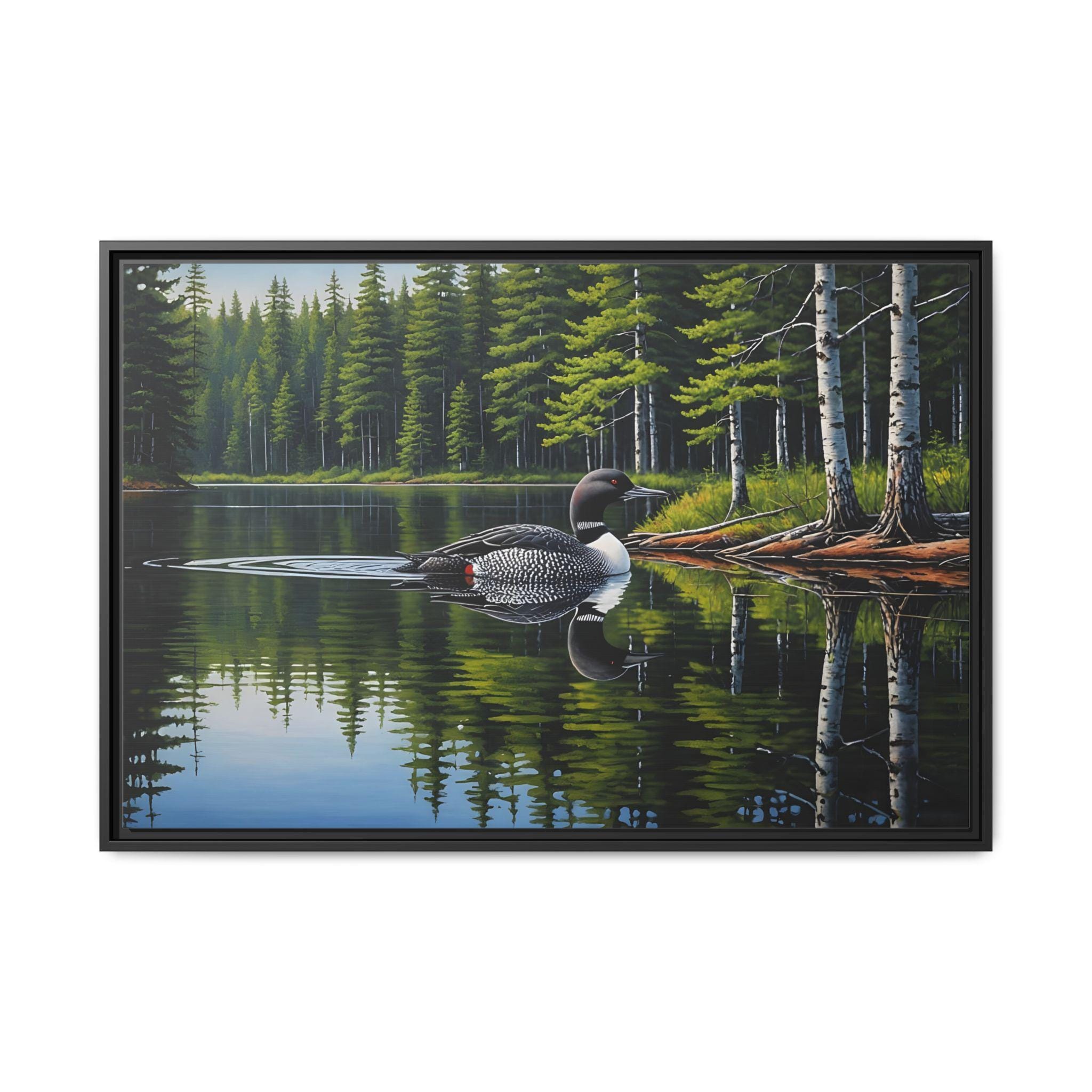 Loon Scene Common Loon Lake Scene Matte Canvas, Framed | Wildlife Wall Art - Etsy