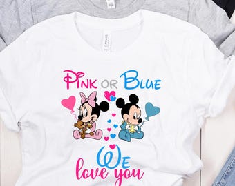 Custom Disney Gender Family Shirt, Gender Reveal Shirt, Pink or Blue Mickey Minnie Shirt, Disney Keeper of the Gender Tee, Baby Reveal Shirt