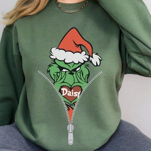 Custom Grinch Christmas Sweatshirt, The Grinch Christmas Sweatshirt, Name Grinchmas Sweatshirt, Womens Christmas Sweatshirt, Christmas Gift