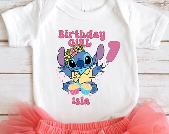 Custom Stitch Birthday Shirt, Birthday Girl T-Shirt, Shirt, Stitch Birthday Girl Shirt, Disney Birthday Tee, Stitch Kids Birthday Shirt