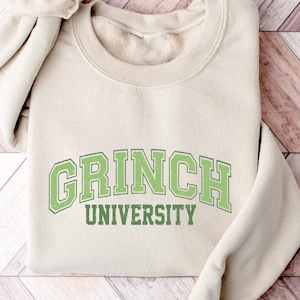 Grinch University Sweatshirt, Christmas Crewneck, Grinch University Sweater, Grinchmas Sweatshirt, Funny Christmas Gift, Grinch Hoodie