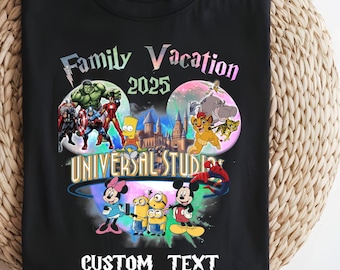 Custom Vintage Universal Studios Family Shirt, Retro Theme Park Shirt, Matching Family Vacation 2025 Shirts, Disney Universal Studios Gift