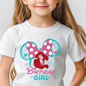 Camiseta de cumpleaños personalizada de la princesa Ariel, camiseta de princesa Disney, regalo de cumpleaños personalizado de Disney, camiseta a juego de la familia Disney, cumpleañera