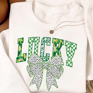 Lucky Coquette St Patrick's Day Shirt, Coquette St Patty's Day Sweatshirt, Lucky Shamrock, St Patricks Coquette Tee, Lucky Charm, Irish Tee