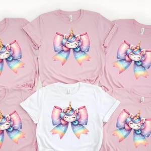 Coquette Unicorn Bow Shirt, Unicorn Birthday Shirt, Girls Birthday Party Tee, Girls Unicorn Tees, Unicorn Birthday Gift, Unicorn Rainbow Tee