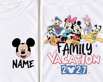 Personalized Disney 2027 Family Vacation Shirts, Mickey and Friends 2027 Tees, Disneyland Family Trip Shirt, Custom Disney Trip 2027 Tee