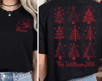 Personalized Family Christmas 2026 Shirt Matching Holiday Tees with Tree Custom Christmas Tee with Name Christmas 2026 Tee Christmas Party