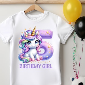 Unicorn Birthday Girl Shirt, Unicorn Party Shirt, Custom Age Shirt, Girls Birthday Party Tee, Toddler Unicorn Shirts, Perfect Birthday Gift