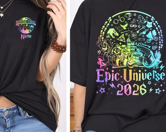 Personalized Epic Universe 2026 Hologram Style Shirt, Universal Studios 2026 Trip Shirt, Epic Universe Trip Tee, Universal Studios Group Tee