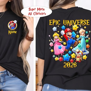 Custom Super Mario Galaxy Shirt,Epic Universe 2026 Tee,Family Universal Studios Mario Tee,Super Mario All Characters Tshirt,Family Trip 2026 bild 1