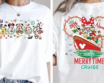 Custom Disney Very Merrytime Cruise Christmas Lights Shirt, Disney Cruise Mickey and Friends Xmas Tee, Merrytime Cruise Christmas Family Tee