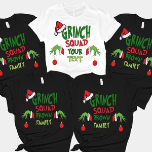Custom Grinch Familie Weihnachten T-Shirt: Passende Squad Shirts, Weihnachten Urlaub Shirt, Weihnachtspyjamas