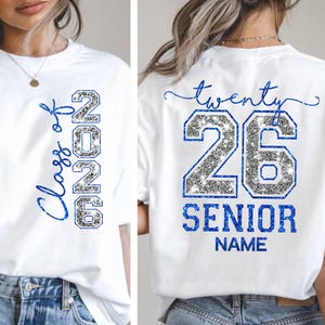 Personalisiertes Faux Glitter Senior 2026 Shirt, Benutzerdefiniertes Senior 2026 T-Shirt, Klasse von 2026 T-Shirt, Abschlussfeier 2026 T-Shirts, Seniorengeschenk, Abschlussfeier