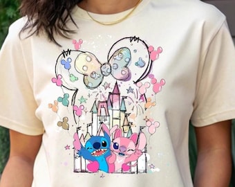 Disney Castle Shirt, Stitch and Angel Shirt, Minnie Ear Stitch and Angel Shirt, Disney Trip Family Matching Tee, Disneyland Shirts, Disney