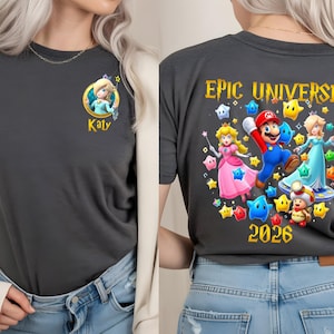 Custom Super Mario Galaxy Shirt,Epic Universe 2026 Tee,Family Universal Studios Mario Tee,Super Mario All Characters Tshirt,Family Trip 2026 bild 5