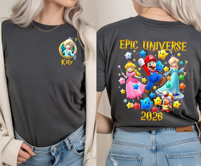 Custom Super Mario Galaxy Shirt,Epic Universe 2026 Tee,Family Universal Studios Mario Tee,Super Mario All Characters Tshirt,Family Trip 2026 bild 5