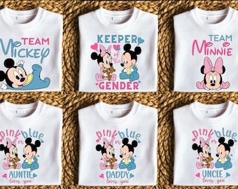 Pink or Blue Mickey Minnie Shirt,  Keeper of the Gender Tee, Disney Gender Reveal Party Shirt, Baby Reveal Shirt, Disney Gender Family Shirt