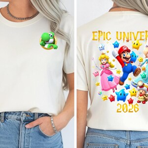 Custom Super Mario Galaxy Shirt,Epic Universe 2026 Tee,Family Universal Studios Mario Tee,Super Mario All Characters Tshirt,Family Trip 2026 bild 4