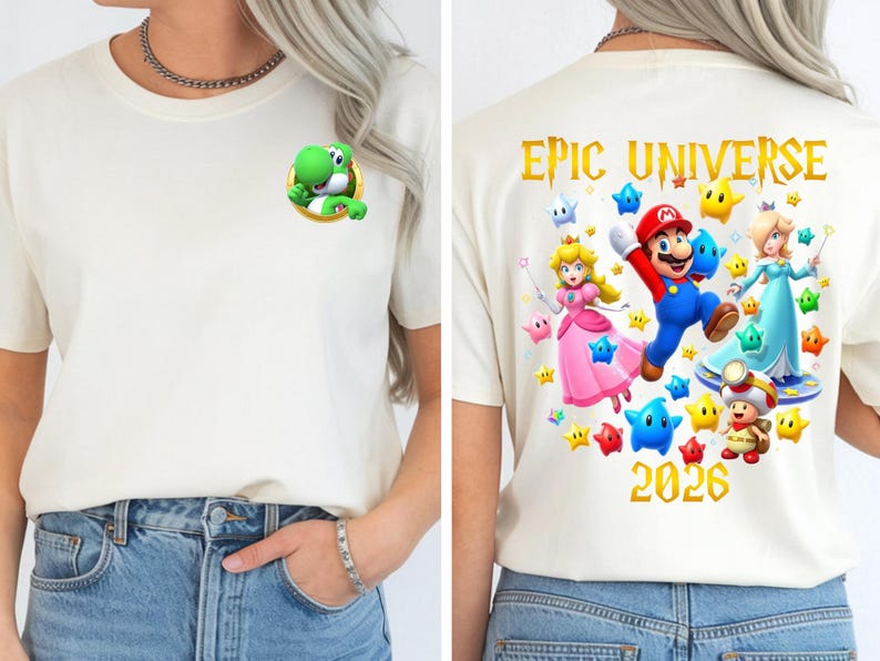 Custom Super Mario Galaxy Shirt,Epic Universe 2026 Tee,Family Universal Studios Mario Tee,Super Mario All Characters Tshirt,Family Trip 2026 bild 4