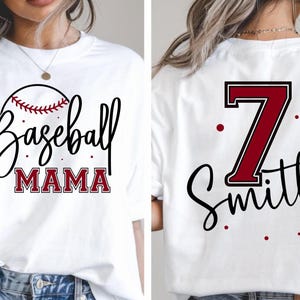 Baseball Mama Shirt, Custom Baseball Name and Number Tee, Custom Baseball Shirt, Baseball Shirt with Name,  Custom Team Tee,Baseball Mom Tee