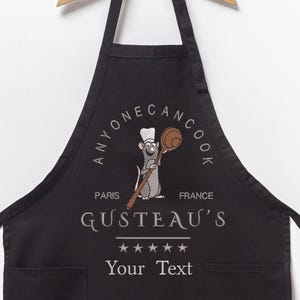 Custom Ratatouille Embroidery Apron, Chef Mouse Apron,Chef Remy Gusteau&#39;s Apron, Ratatouille Anyone Can Cook Kitchen Mom Gifts, Disney Apron
