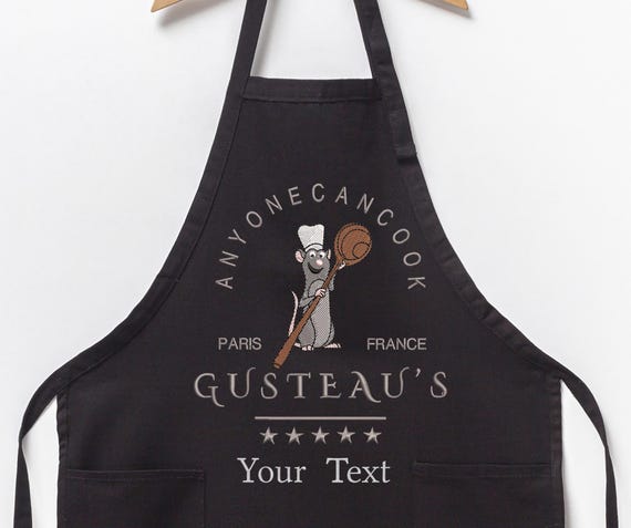 Custom Ratatouille Embroidery Apron, Chef Mouse Apron,Chef Remy Gusteau's Apron, Ratatouille Anyone Can Cook Kitchen Mom Gifts, Disney Apron