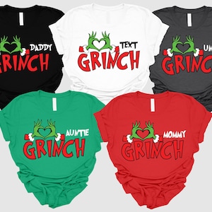 Personalisiertes Grinch Weihnachts-Shirt: Passende Family Squad Tees