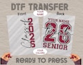 Custom Name Senior 2026 Ready To Press DTF, Class of 2026 DTF Transfer, Back To School DTF Print,Heat Press, Iron On Transfer,Dtf Transfers