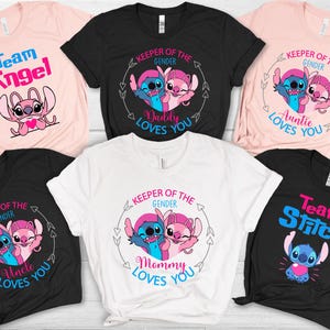 Keeper Of The Gender Shirt, Custom Stitch Angel Gender Reveal Shirt, Disney Gender Reveal Party, Team Stitch&Angel Tee, Family Loves You Tee