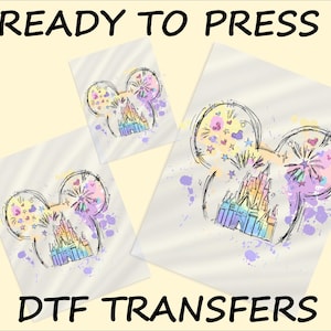 Disney Castle DTF Transfer, Disney Watercolor Magic Kingdom Ready To Press,Disney Family DTF Print,Heat Press,Iron On Transfer,Dtf Transfers