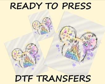 Disney Castle DTF Transfer, Disney Watercolor Magic Kingdom Ready To Press,Disney Family DTF Print,Heat Press,Iron On Transfer,Dtf Transfers