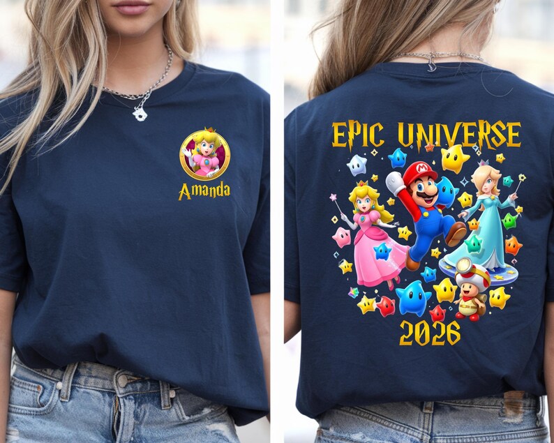 Custom Super Mario Galaxy Shirt,Epic Universe 2026 Tee,Family Universal Studios Mario Tee,Super Mario All Characters Tshirt,Family Trip 2026 bild 7
