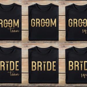 Bride and Groom Shirts, Matching Couple Shirts, Just Married T-Shirt, Bride and Groom Team Sihrt Honeymoon Shirt, Engaged Mr and Mrs